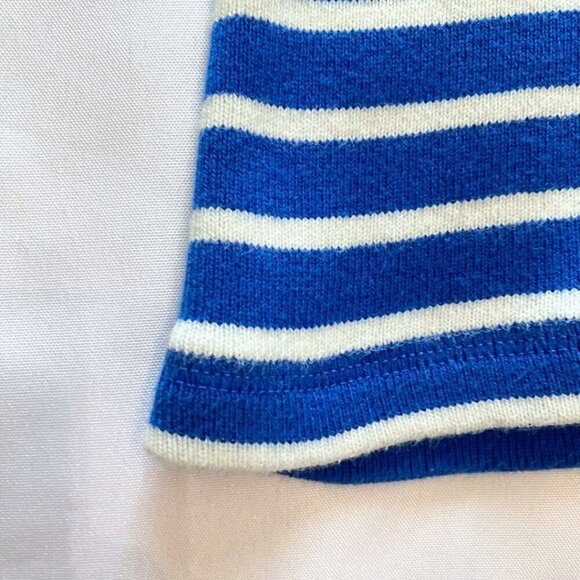 JC DE CASTELBAJAC LONG SLEEVE BLUE WHITE STRIPED TOP WITH YELLOW PATCH - XS - Picture 10 of 11